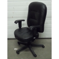 Black Leather Mid Back Rolling Adjustable Task Chair
